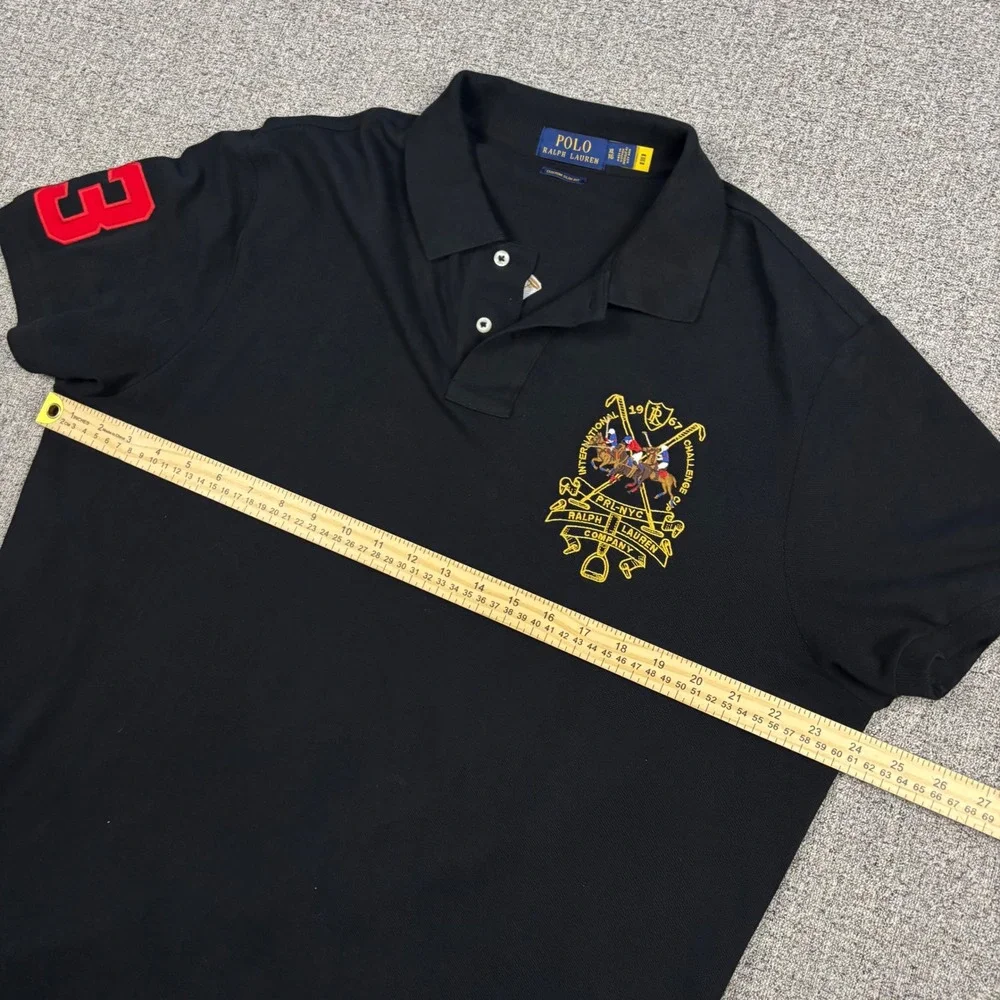 Polo Ralph Lauren Polo Shirt Mens XL Slim Fit Black Embroidered Big Triple Pony